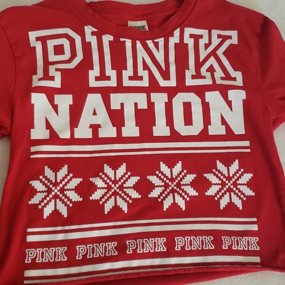 PINK Pink Nation Women's Red White Cropped Top, XS - Picture 3 of 7